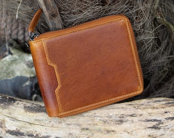 Leather Zip Wallet for Men, Handcrafted RFID-Blocking  | Personalized Monogram Wallets by Wombat