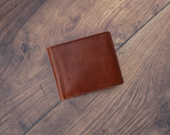 Brown Italian Leather Wallet | Slim Minimalist RFID Card Holder | Personalized Gift