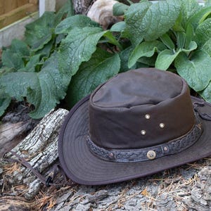 Gewachster Canvas-Cowboyhut, wasserdicht, faltbar, Kopfbedeckung für Outback-Abenteuer Bild 3
