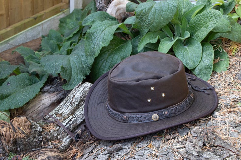 Gewachster Canvas-Cowboyhut, wasserdicht, faltbar, Kopfbedeckung für Outback-Abenteuer Bild 3