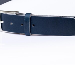 Handmade Men’s Leather Belt Blue – English Hide, Rugged, Made in Britain Width 40mm image 7