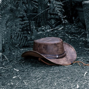 Wombat Foldable Leather Hat The Wilds Full Grain Leathers Men's Woman's Unixex Cowboy Personalised Hats Trekking Australian Bush Hat image 8