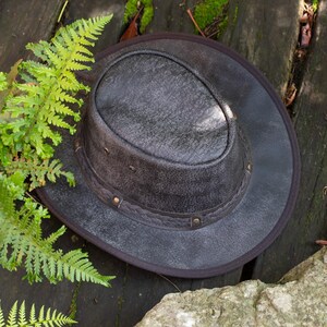 Sombrero Outback de cuero envejecido, sombrero vaquero plegable e impermeable, sombrero de ala ancha para aventuras. imagen 4