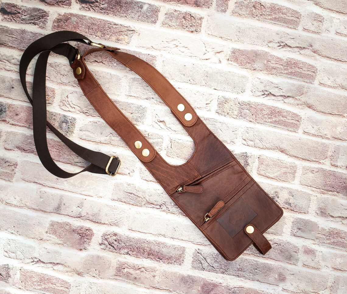Men's Leather Shoulder Holster Wallet Travel Pouch Leather Etsy