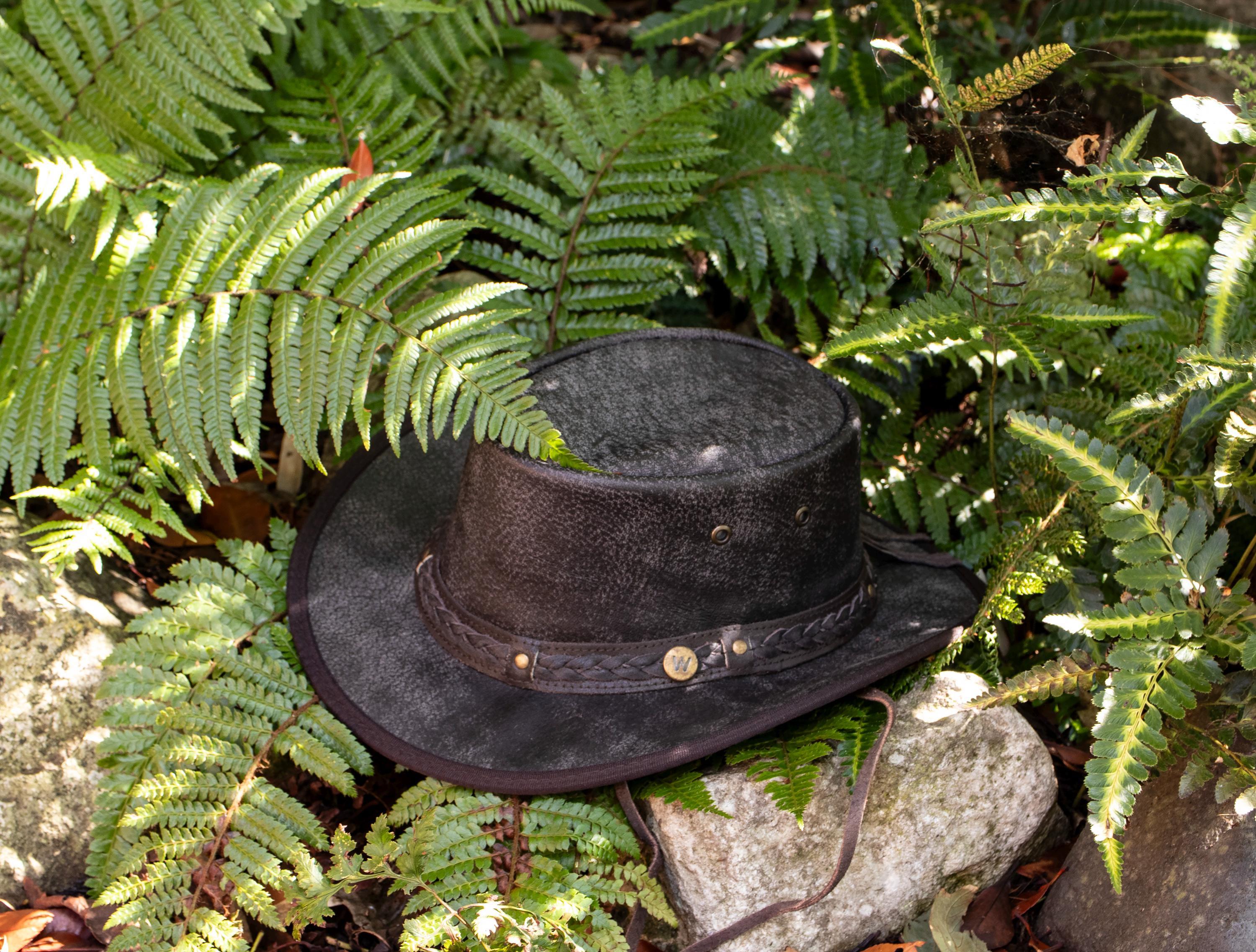 Leather Outback Hat, Weatherproof Foldable Cowboy Hat 
