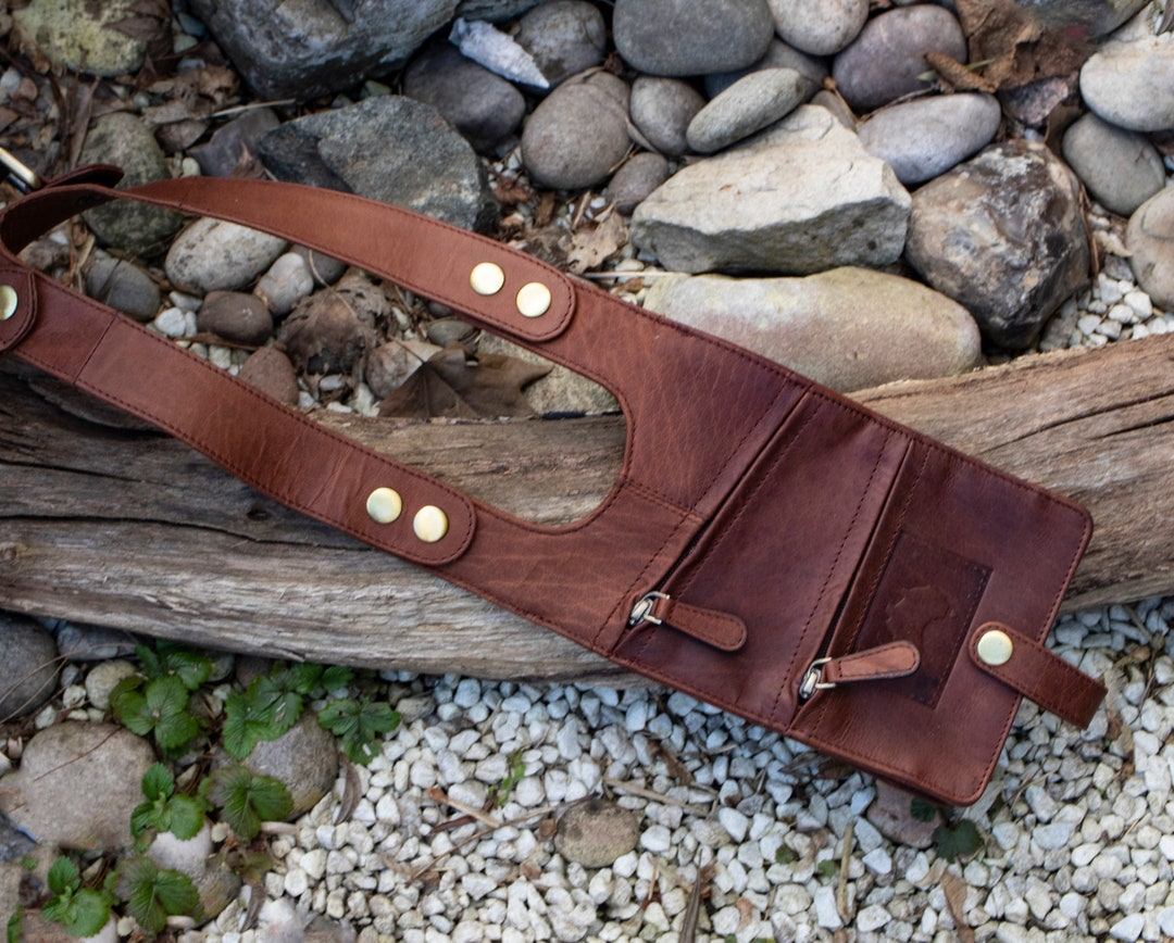 Men's Leather Shoulder Holster Wallet Travel Pouch Leather Bag Gift for