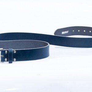 Handmade Men’s Leather Belt Blue – English Hide, Rugged, Made in Britain Width 40mm image 9