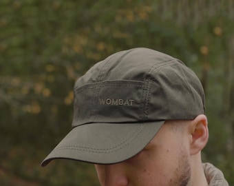 Green Waxed Cotton Baseball Cap – Waterproof Outdoor Hat by Wombat
