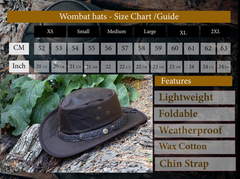 Gewachster Canvas-Cowboyhut, wasserdicht, faltbar, Kopfbedeckung für Outback-Abenteuer Bild 2