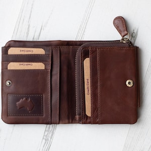 Carteira de couro masculina com bloqueio RFID, carteira resistente para atividades ao ar livre para homens - Presente de trekking gravado - Personalizado
