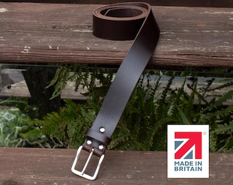 Handmade Dark Brown Leather Belt Men – 35mm English Hide, Made in Britain