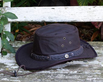 Cappello da cowboy in tela cerata, cappello da esterno pieghevole impermeabile, cappello per avventure all'aria aperta, copricapo per escursionismo, campeggio e natura selvaggia, Wombat Hats