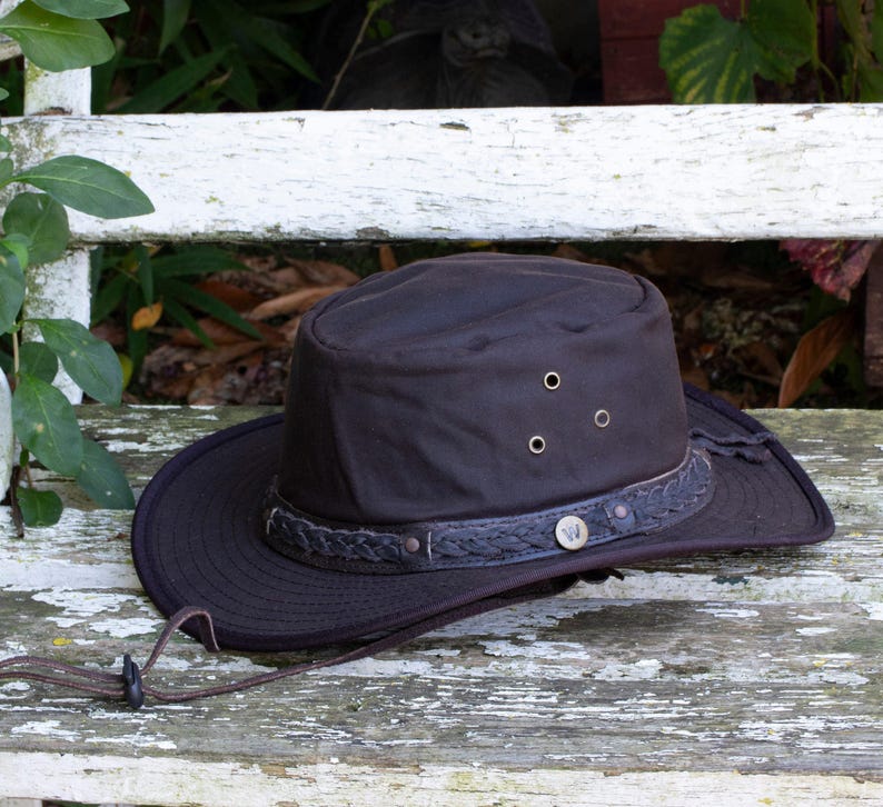 Gewachster Canvas-Cowboyhut, wasserdicht, faltbar, Kopfbedeckung für Outback-Abenteuer Bild 1
