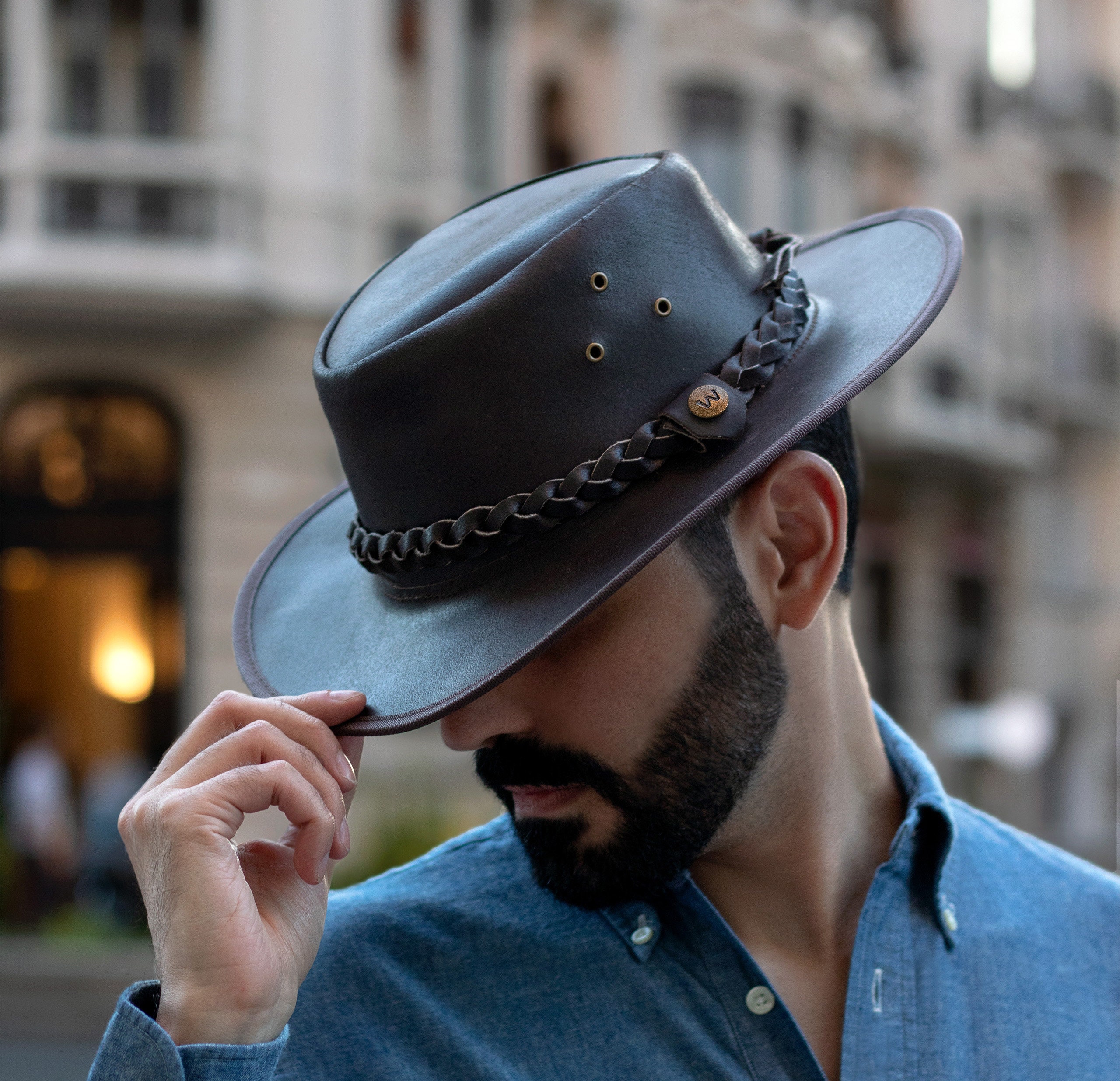 Outback leather shop hat