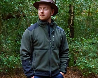Outdoor Fleece Jacket Green – Warm Lightweight Men’s Hiking | Softshell Trim Cozy Zip-Up