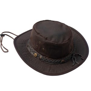 Gewachster Canvas-Cowboyhut, wasserdicht, faltbar, Kopfbedeckung für Outback-Abenteuer Bild 5