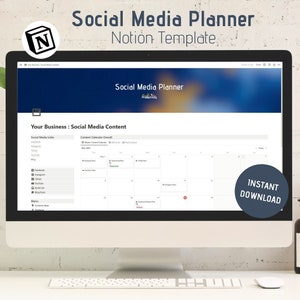 Plantilla de planificación de contenido de redes sociales de Notion para empresas y autónomos, creador de contenido de redes sociales digitales Organizador de contenido de Notion Planner