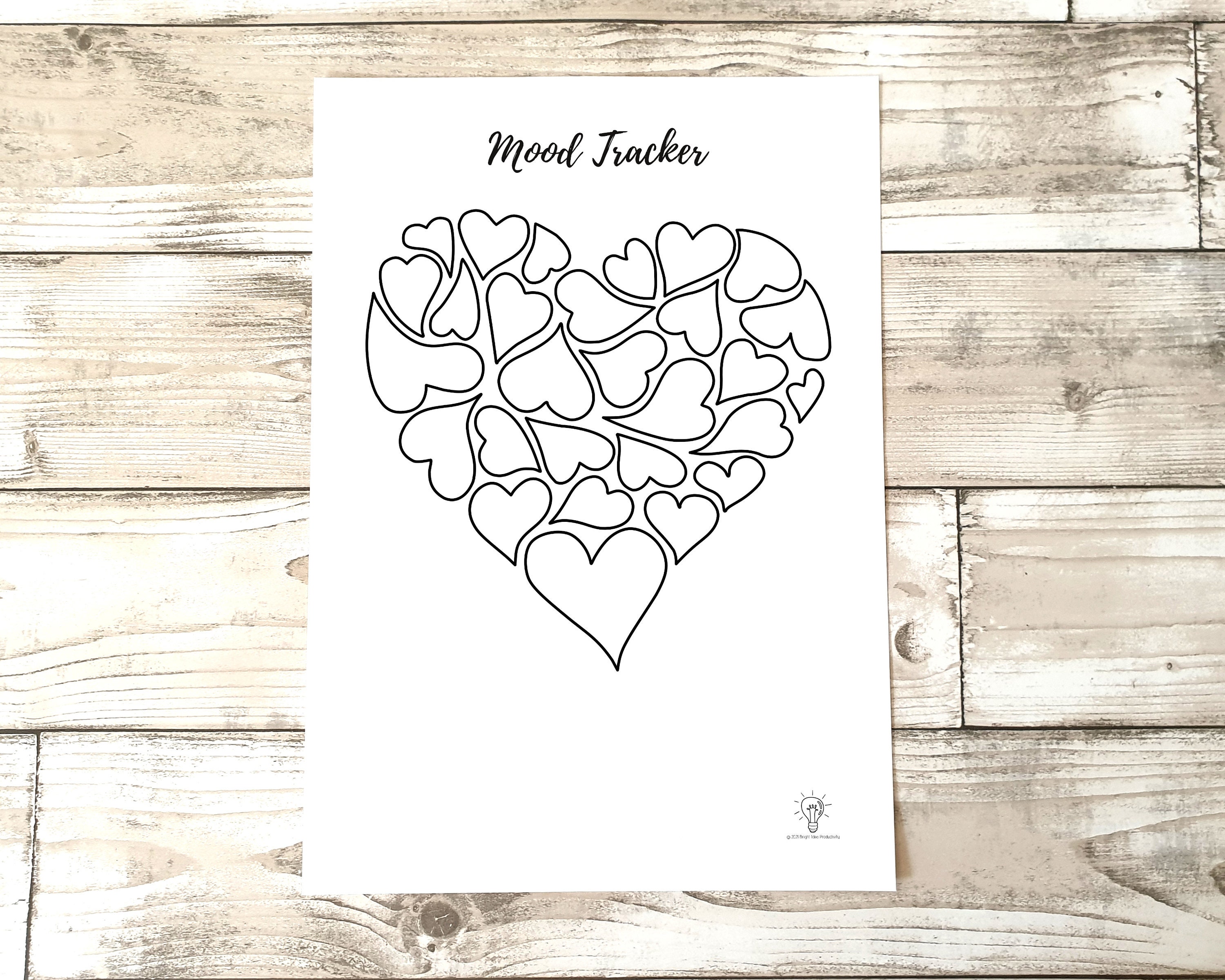 Mood Tracker Printable Insert HEART THEME Bullet Journal | Etsy