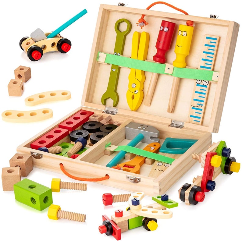 Tool Kit for Kids Wooden Tool BoxColorful Wooden Tools Etsy