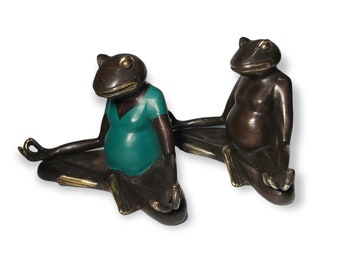 Bronze Frog Yoga Statue, Meditating Frog, Bronze Sculpture, Animal Lover, Gift for Boyfriend, Home Decor, Christmas Gift, 4.3 inch