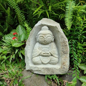 Piedra de Buda Jizo, 9 pulgadas, Estatua de Buda Jizo, Buda japonés, Guardián de los niños, Guardián del viajero, Decoración del hogar, Decoración del jardín