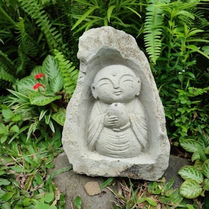 Piedra de Buda Jizo, 8,6 pulgadas, Soporte de incienso de Buda Jizo, Buda japonés, Guardián de los niños, Guardián del viajero, Decoración del hogar, Decoración del jardín