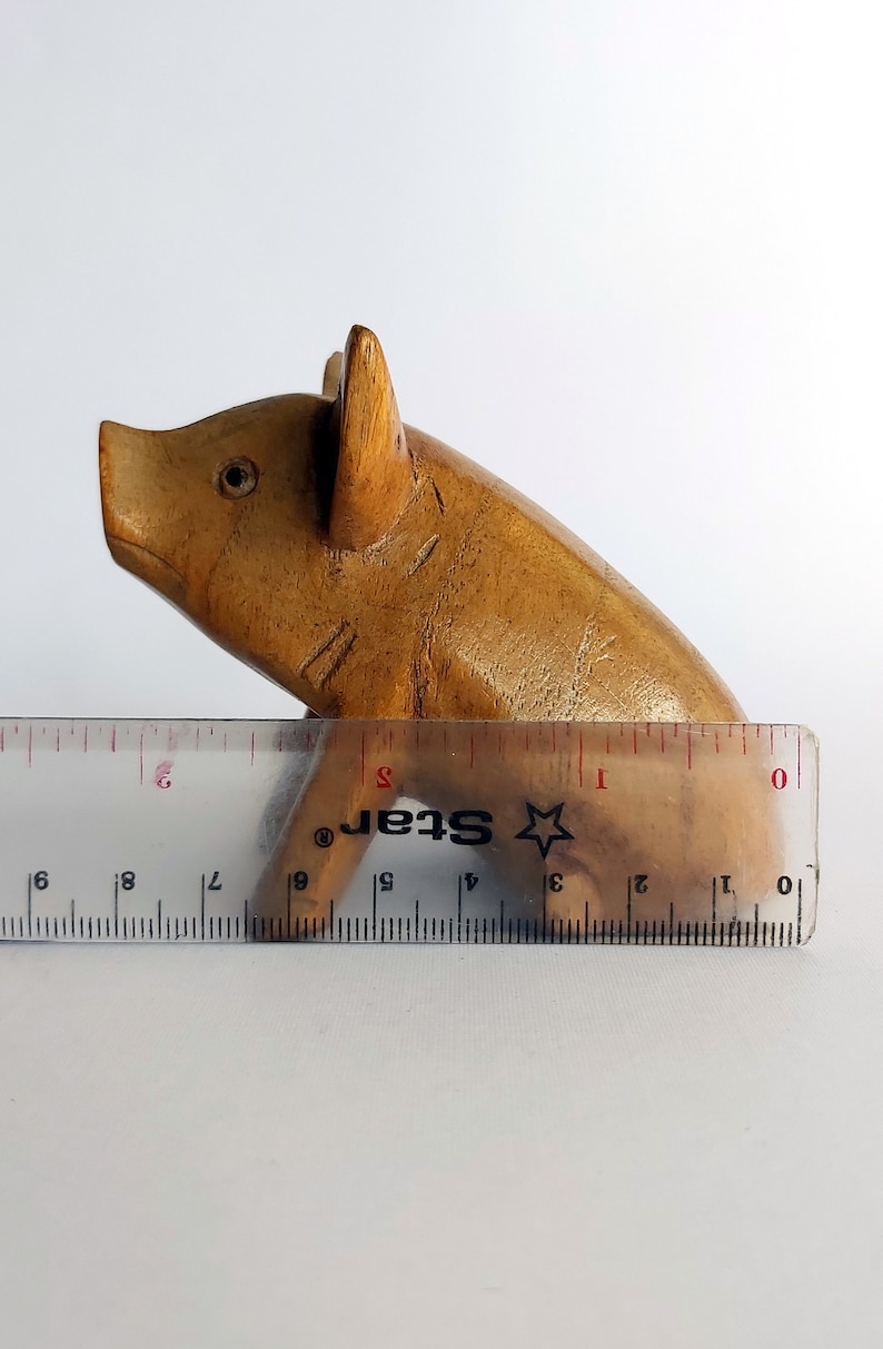 Wooden Sitting Pig Sculpture Wood Carving Animal Figurine Etsy
