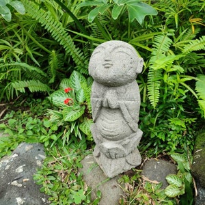 Jizo Buddha Stone, 12,5 Inch, Praying Jizo Buddha Statue, Japanese Buddha, Children Guardian, Traveler Guardian, Home Decor, Garden Decor