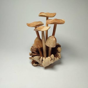 Wooden Mushroom Sculpture, 5.1 Inch, Parasite Wood, Wood Carving, Home Decor, Mushroom Gift, Handmade, Rustic Mushroom, Personalized Gift