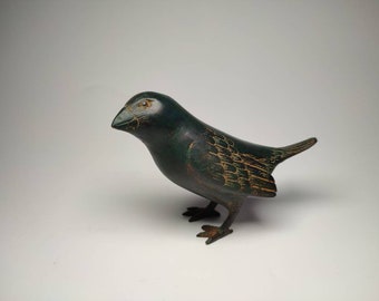 Bronze Bird Sculpture, Bird Statue, Animal Figure, Animal Lover, Solid Bronze, Home Decor, Collectable Gift, Birthday Gift, 3.5 inch