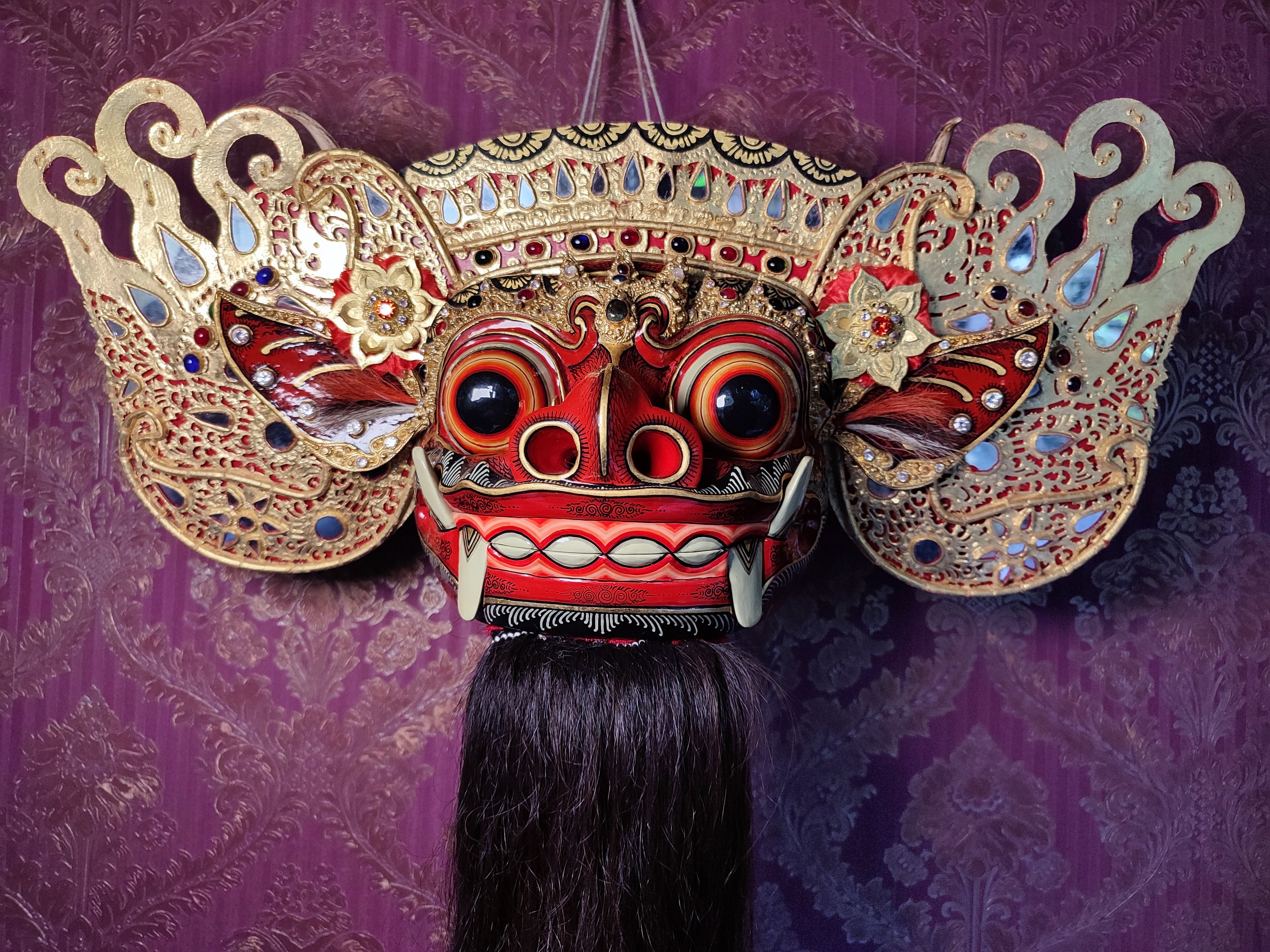 Wall Decor Barong Wooden Mask,Balinese Mythology Home Decor Wooden