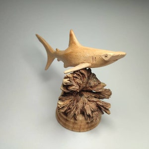 Hammerhead Shark Swimming Over the Coral, 3.9 Inch, Shark Statue, Hammerhead Shark Figurine, Sea Animal, Hand Carved Figurine, Home Decor