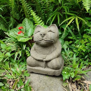 Meditating Cat Statue, 5.9 Inch, Stone Yoga Cat Statue, Stone Statue, Animal Statue, Cat Lover, Japanese Style, Home Decor, Garden Decor