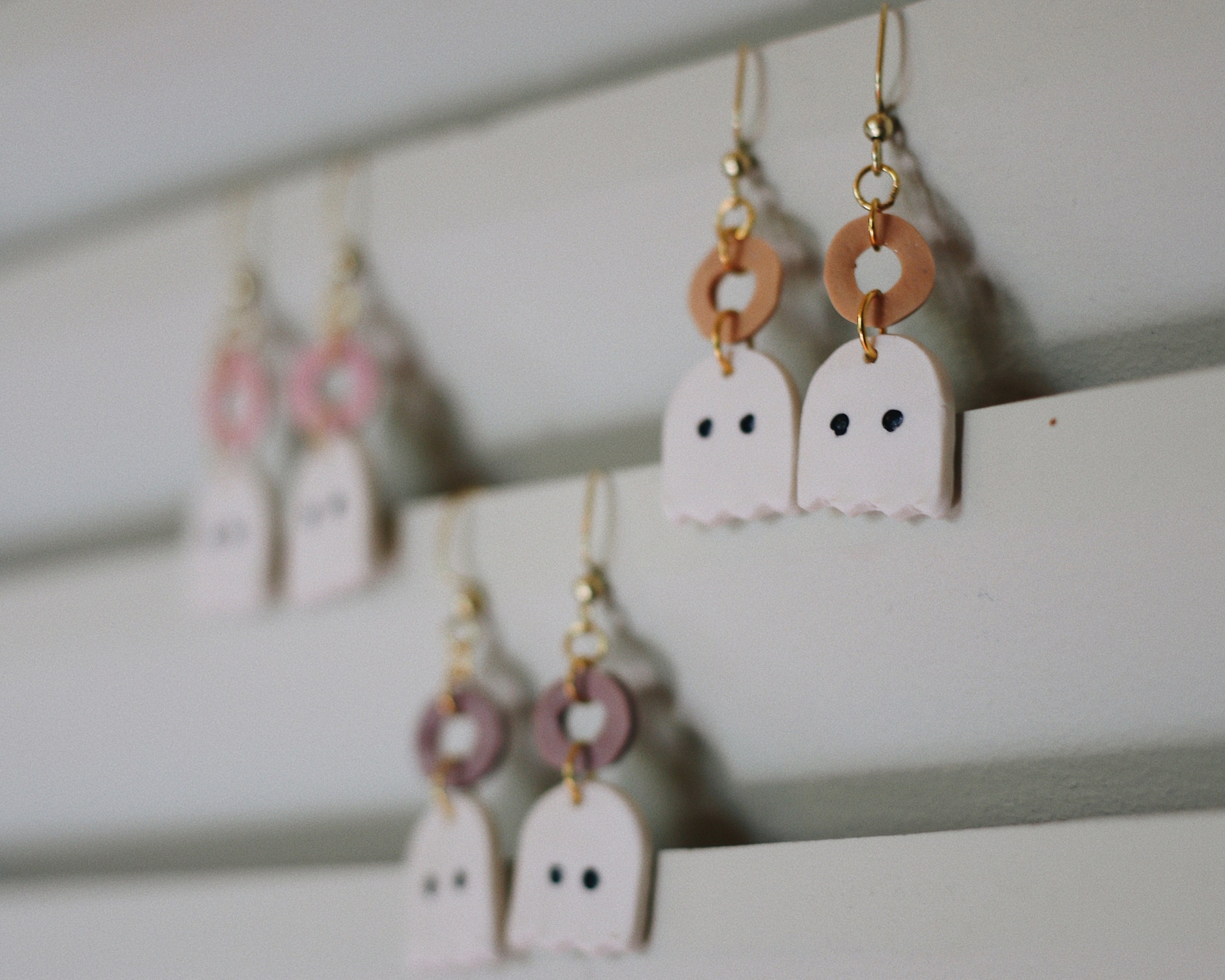 Mini Ghost Halloween Polymer Clay Earrings Etsy