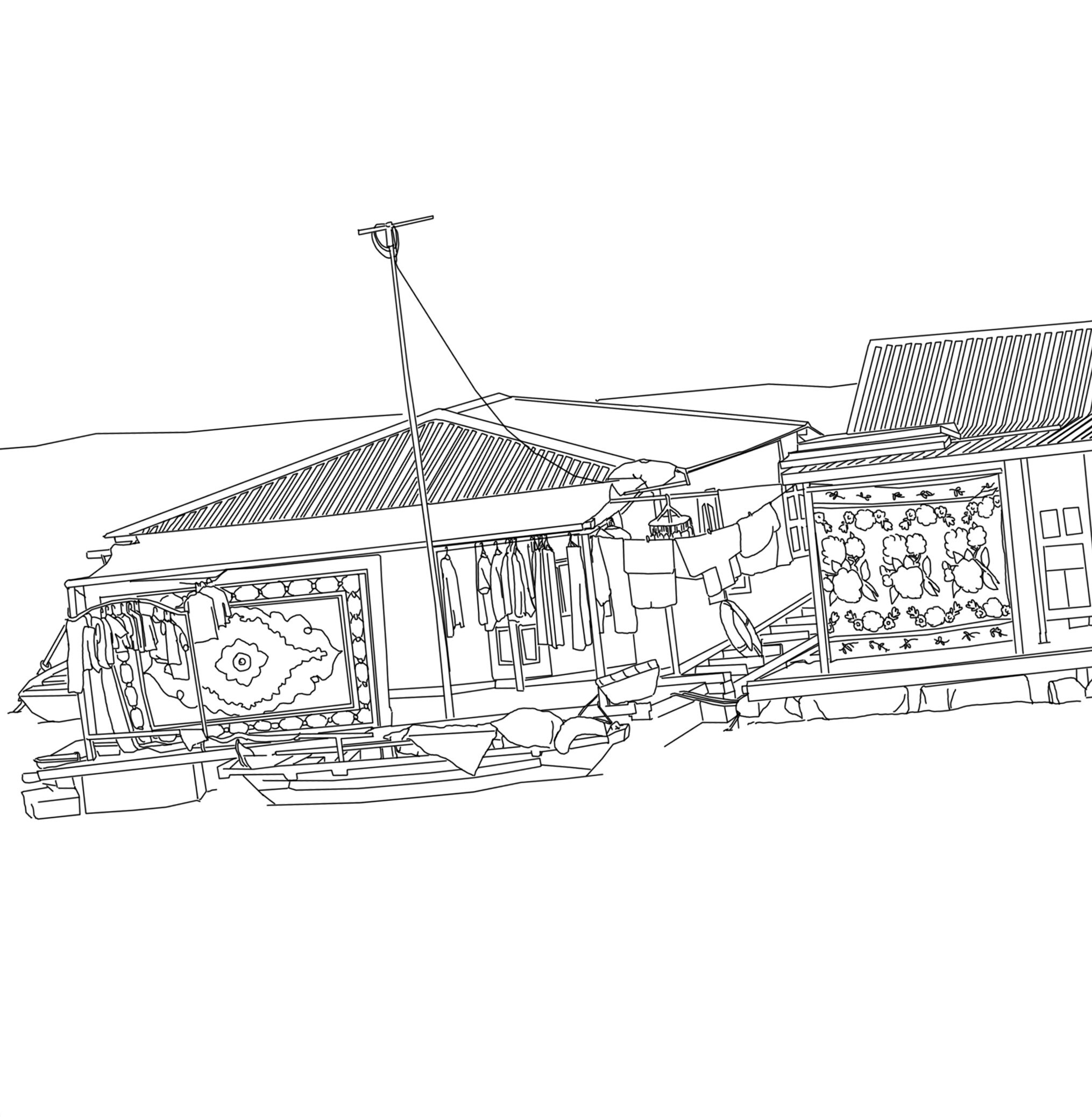 Halong Bay, Vietnam, Line Art Drawing, Landscape, Home and Travel Decor ...