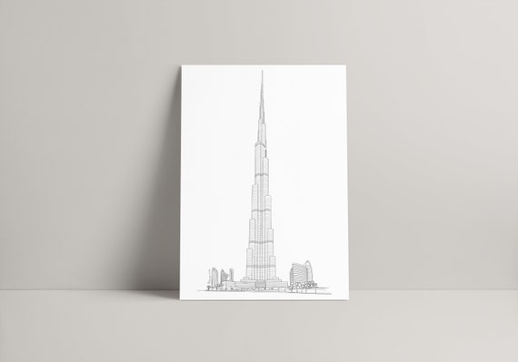 One single line drawing Burj Khalifa Tower  Stock Illustration  99508941  PIXTA