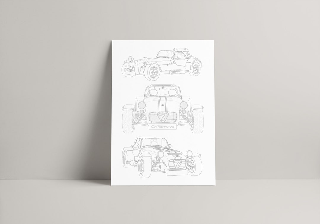 Caterham Vector Graphics Caterham 7, Trio, Line Art Drawing, Transport, Classic Car, Home and ...