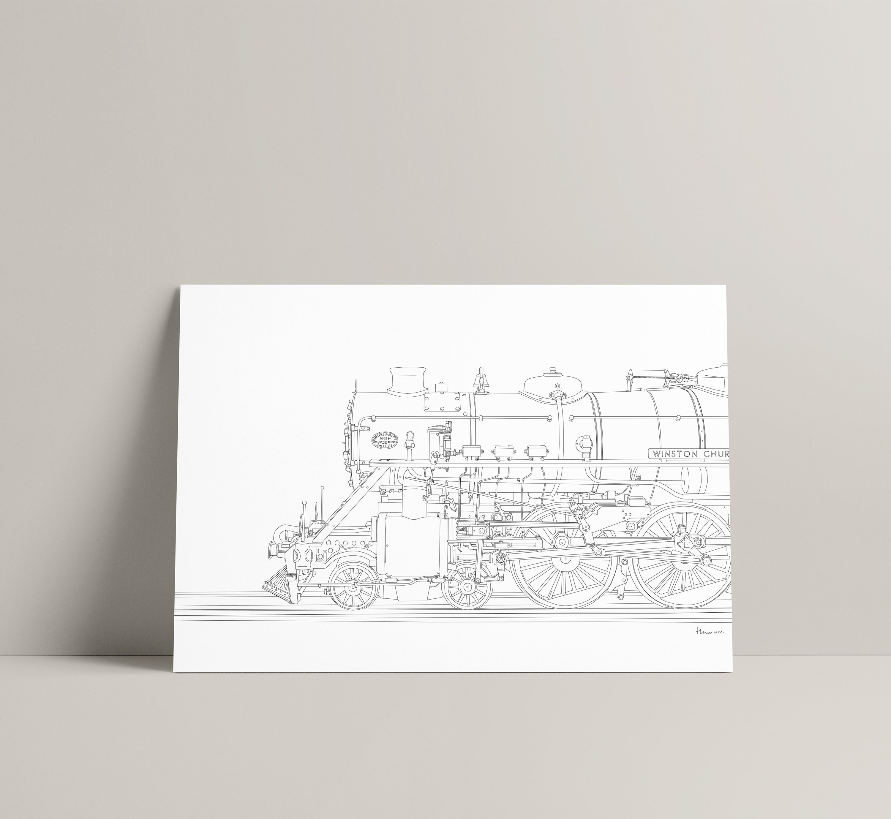 Steam Train, UK, Line Art Drawing, Trains and Locomotives, Landmark ...