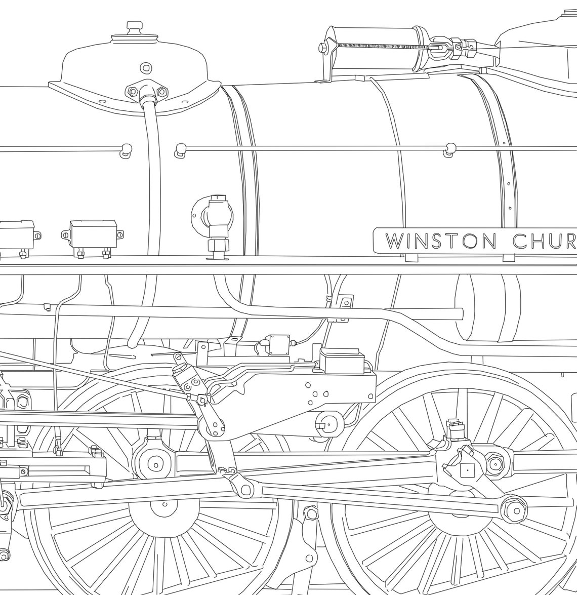 Steam Train, UK, Line Art Drawing, Trains and Locomotives, Landmark ...