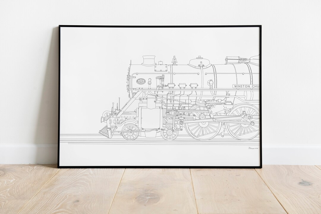 Steam Train, UK, Line Art Drawing, Trains and Locomotives, Landmark ...