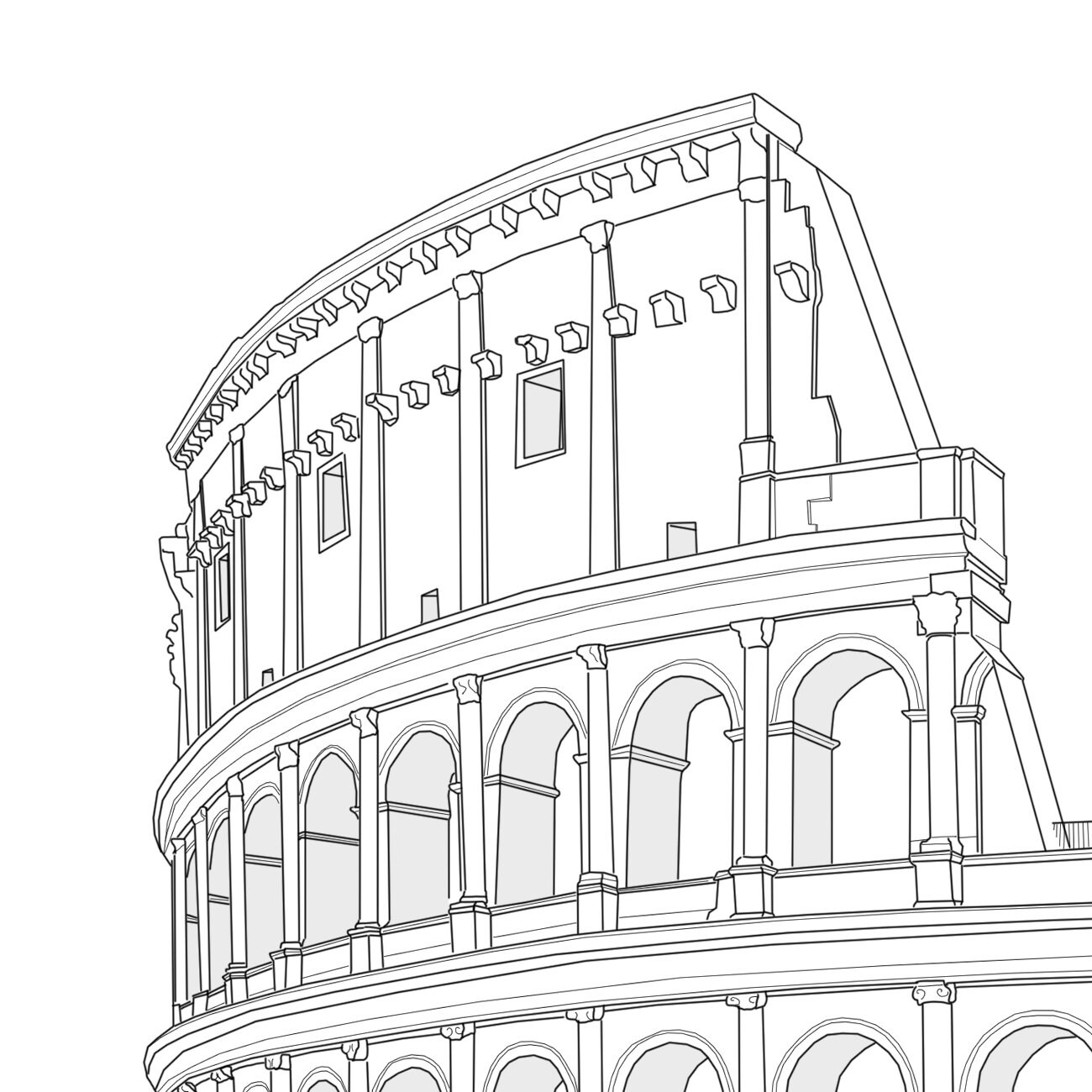 Colosseum, Rome, Italy, Line Art, Line Drawing, Digital Download ...