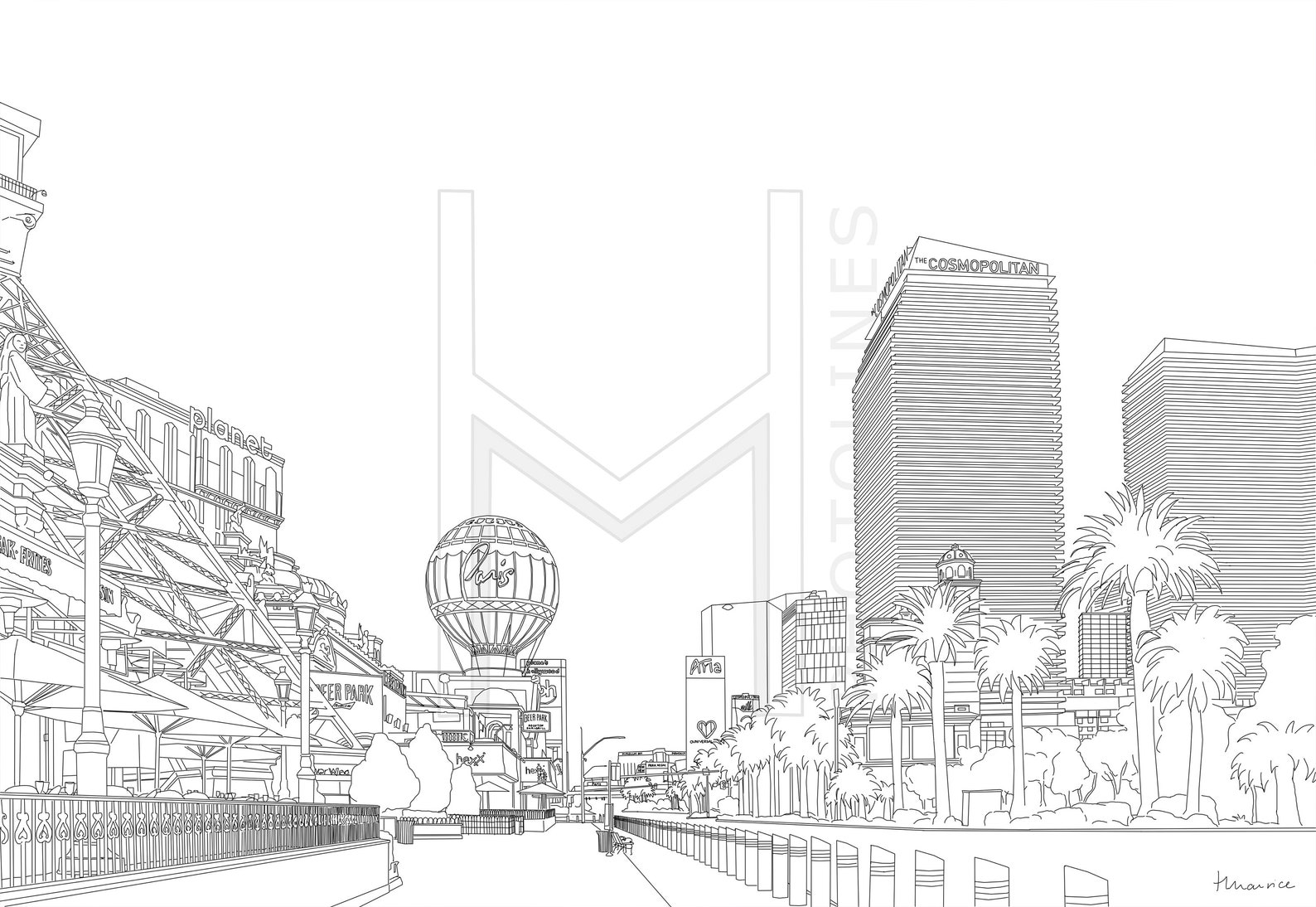 Las Vegas Nevada USA Travel Drawing Line Art Etsy France