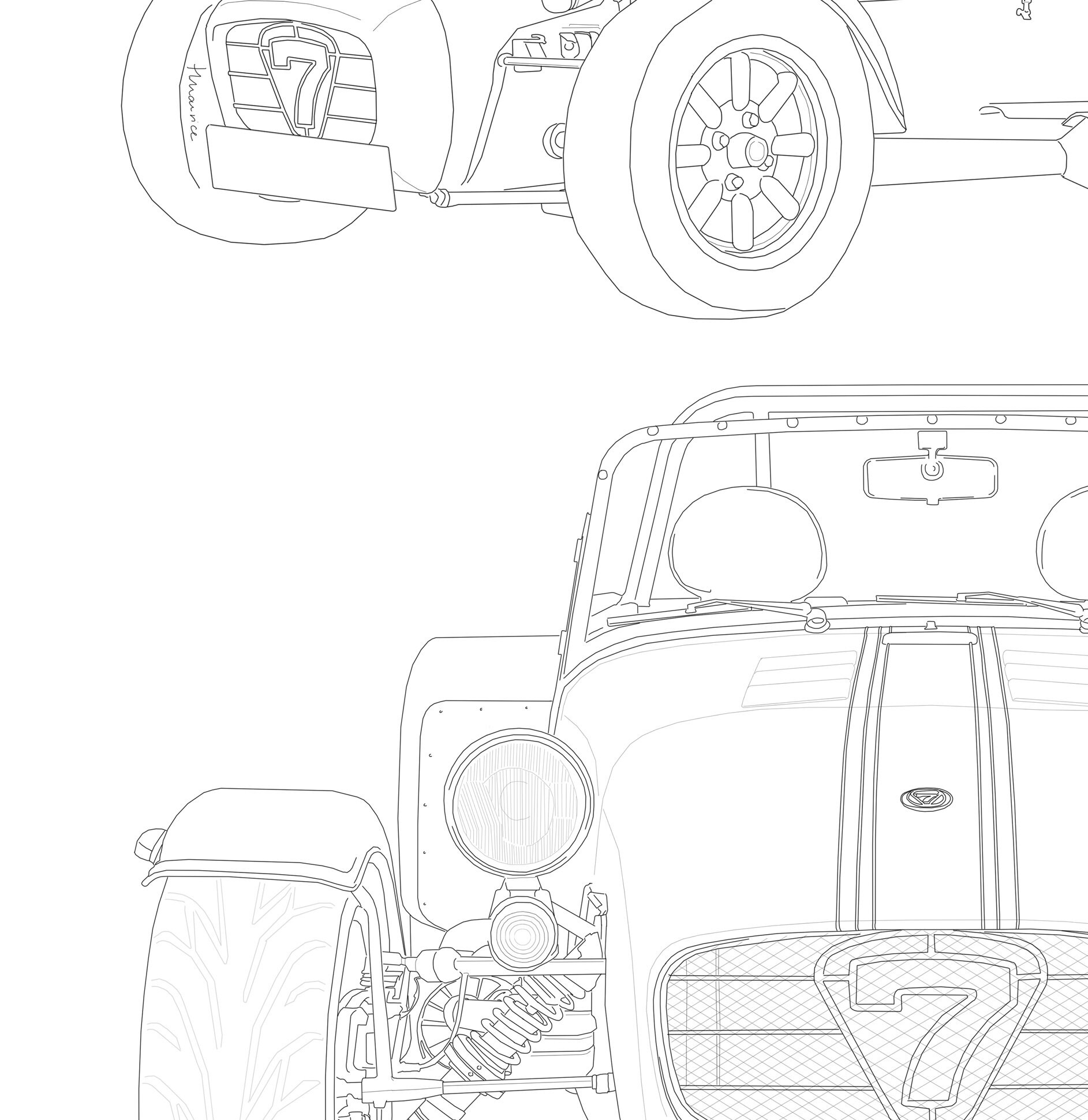 Caterham Vector Graphics Caterham 7, Trio, Line Art Drawing, Transport, Classic Car, Home and ...
