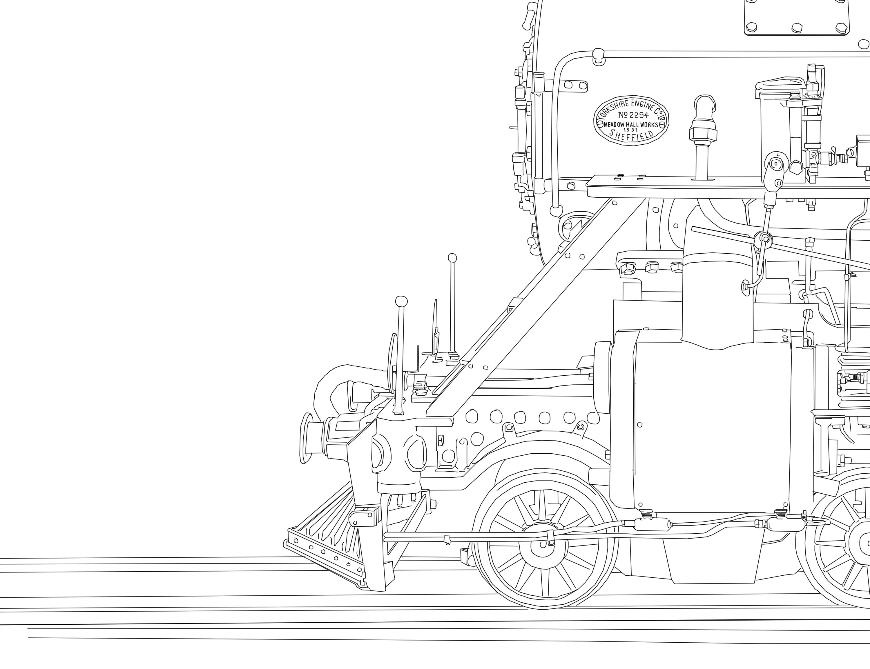 Steam Train, UK, Line Art Drawing, Trains and Locomotives, Landmark ...