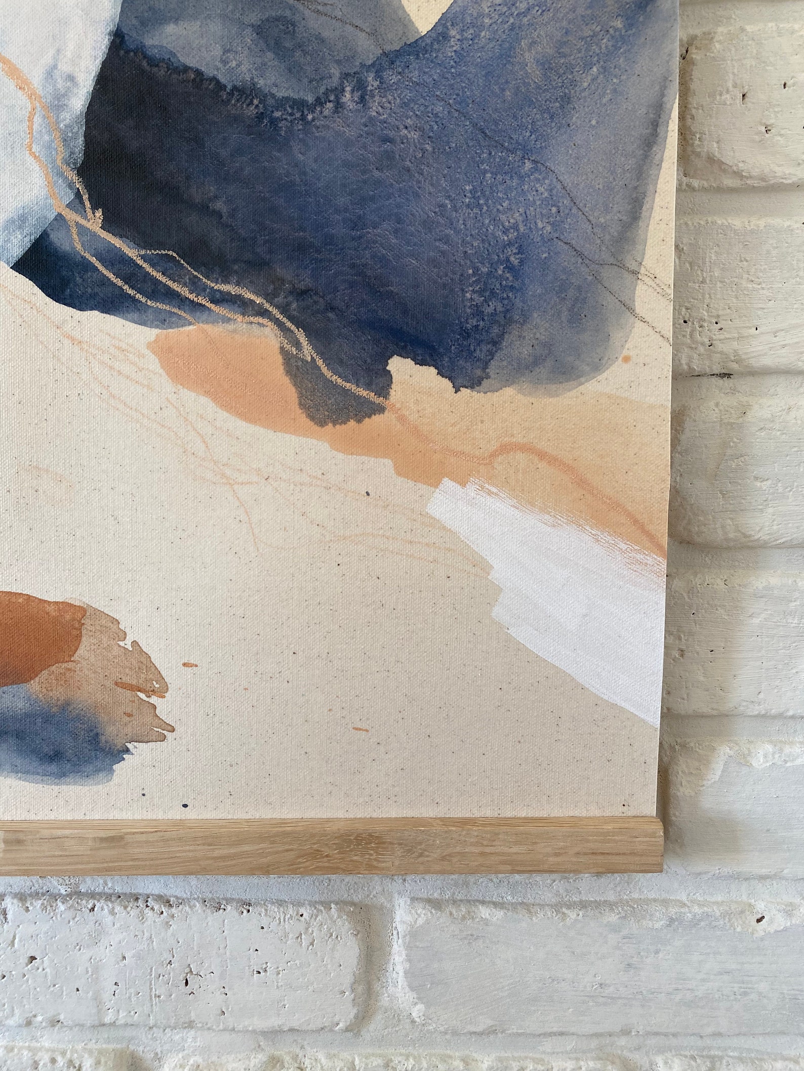 Raw natural canvas wall hanging acrylic oil pastel abstract Etsy