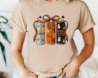Halloween Red Bull T-Shirt: Spooky Energy Drink Tee, Fall Caffeine Shirt