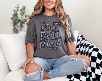 Camiseta de mamá futbolista con diamantes de imitación