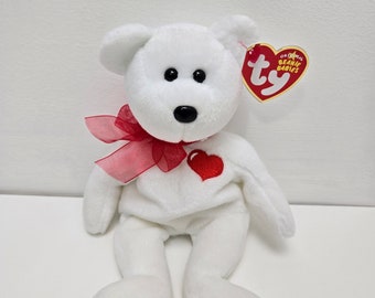Ty Beanie Baby「カサノバ」胸にハートマークのある白いクマ（8.5