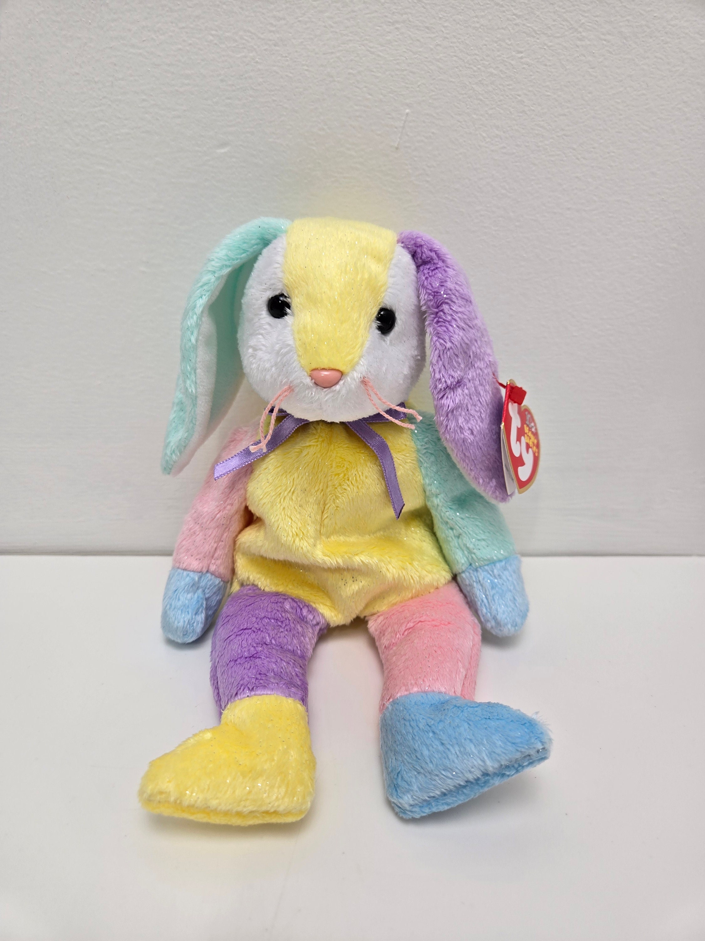 Ty Beanie Baby “dippy” the Multi-coloured Bunny Rabbit - Yellow