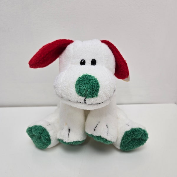 TY Pluffies Collection “Frost” the Green, White, and Red Holiday Dog (8 inch)